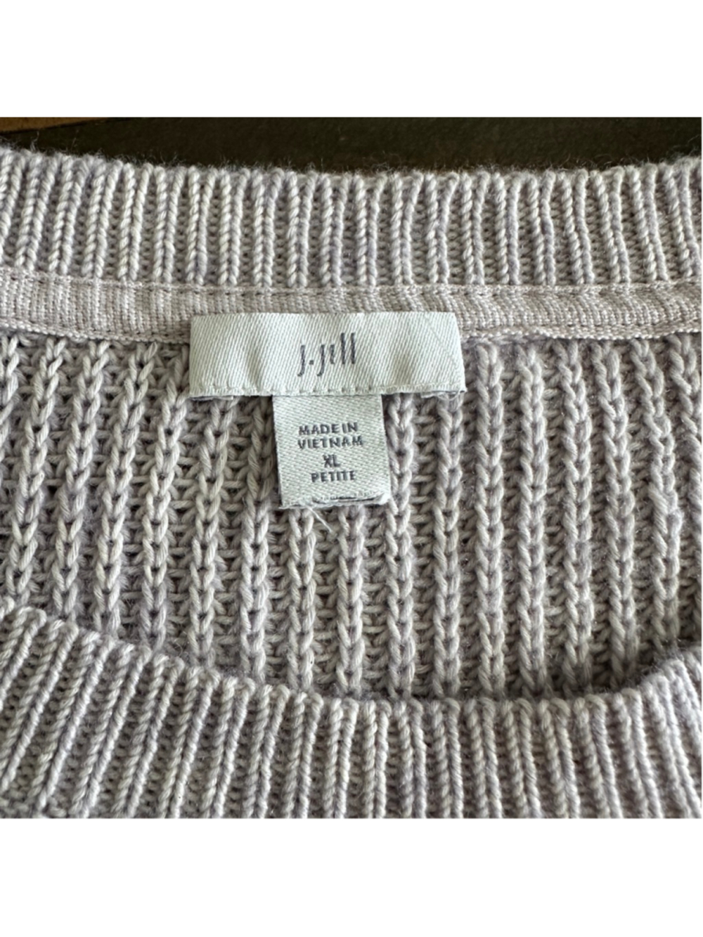 J.Jill Sweater Womens XLP Light Purple Textured Knit Short Sleeve Cotton Blend - Picture 2 of 8